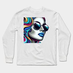 Volto Donna Trendy 8 | Trendy Woman Face 8 | Color Long Sleeve T-Shirt